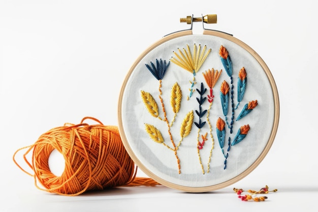 mână care brodează un motiv floral